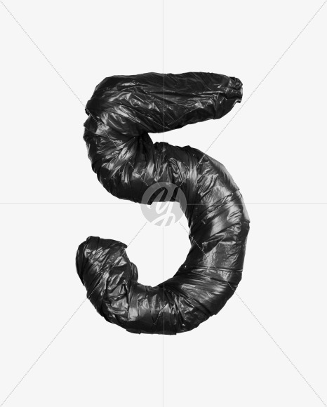 5 from Black Garbage Bag alphabet on Yellow Images Creative Fonts - S52866