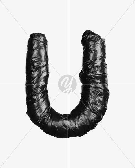 Letter u from Black Garbage Bag alphabet on Yellow Images Creative Fonts - S52856