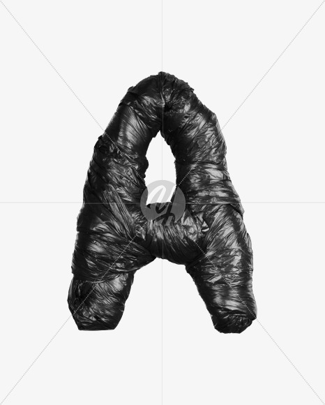 Letter a from Black Garbage Bag alphabet on Yellow Images Creative Fonts - S52836