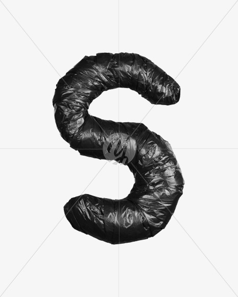 Letter s from Black Garbage Bag alphabet on Yellow Images Creative Fonts - S52854