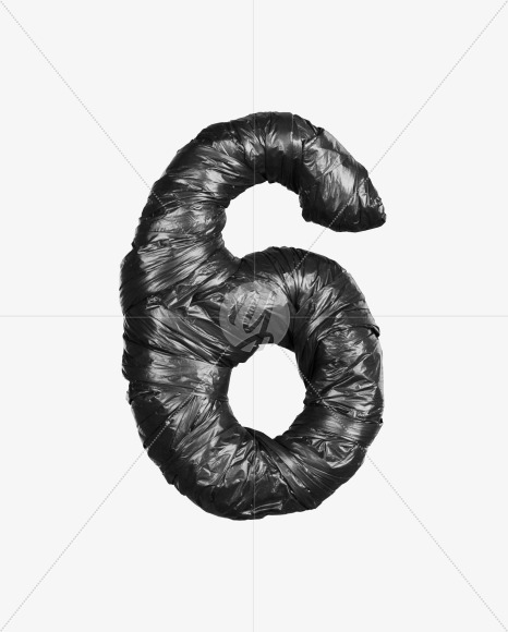 6 from Black Garbage Bag alphabet on Yellow Images Creative Fonts - S52867