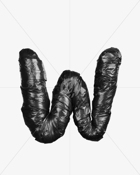 Letter w from Black Garbage Bag alphabet on Yellow Images Creative Fonts - S52858