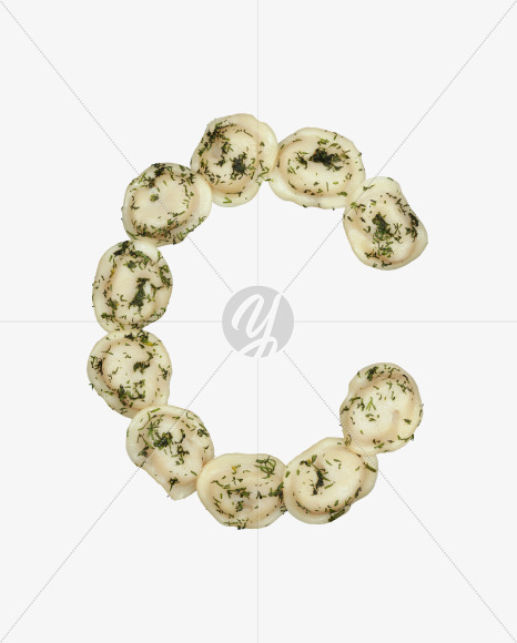 Letter C from Dumplings with Fennel font on Yellow Images Creative Fonts - S52937