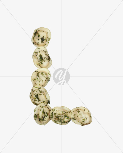 Letter L from Dumplings with Fennel font on Yellow Images Creative Fonts - S52946