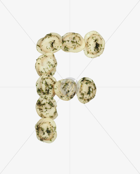 Letter F from Dumplings with Fennel font on Yellow Images Creative Fonts - S52940