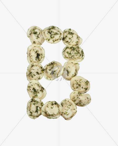 Letter B from Dumplings with Fennel font on Yellow Images Creative Fonts - S52936