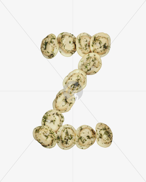 Letter Z from Dumplings with Fennel font on Yellow Images Creative Fonts - S52960