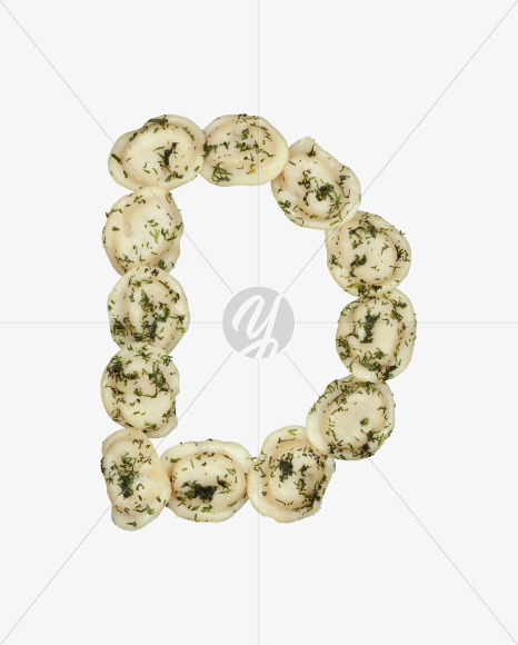 Letter D from Dumplings with Fennel font on Yellow Images Creative Fonts - S52938