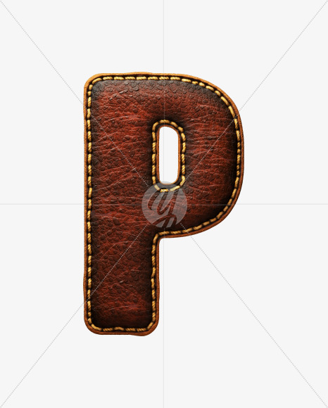 Letter P from Leather font on Yellow Images Creative Fonts - S52995