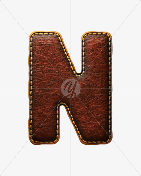 Letter N from Leather font on Yellow Images Creative Fonts - S52993