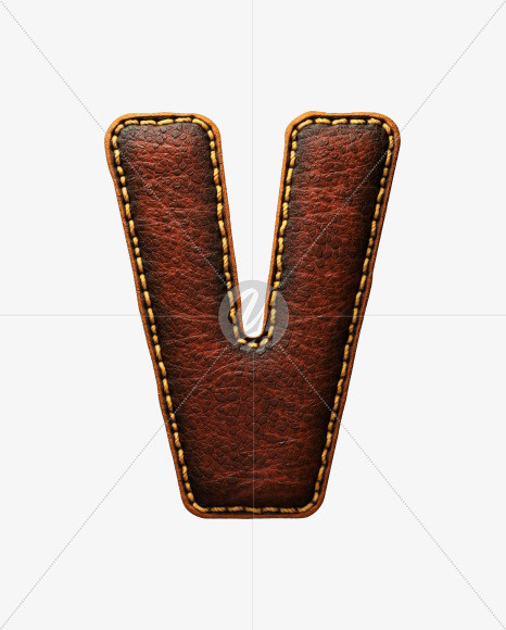 Letter V from Leather font on Yellow Images Creative Fonts - S53001