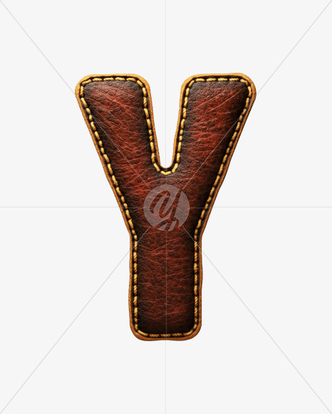 Letter Y from Leather font on Yellow Images Creative Fonts - S53004