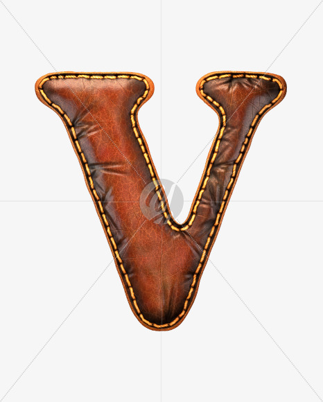 Letter V from Leather font on Yellow Images Creative Fonts - S53131