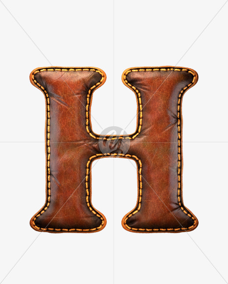 Letter H from Leather font on Yellow Images Creative Fonts - S53117