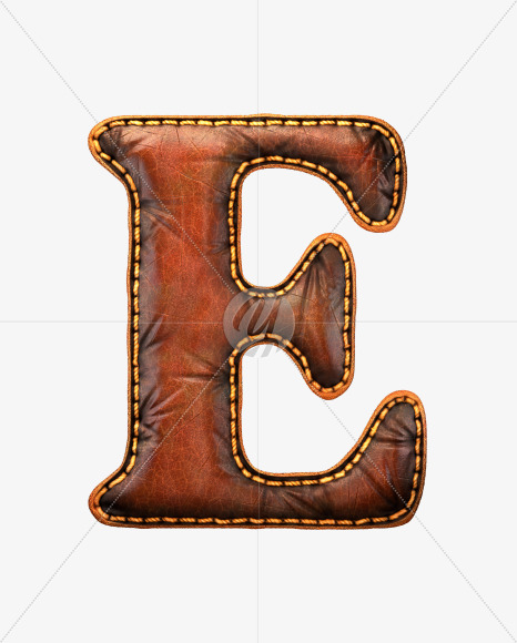 Letter E from Leather font on Yellow Images Creative Fonts - S53114