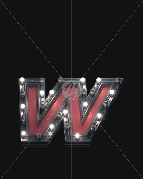 Letter W from Black and Red Metal Lamp font on Yellow Images Creative Fonts - S53239