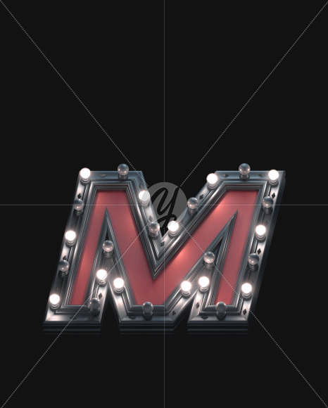 Letter M from Black and Red Metal Lamp font on Yellow Images Creative Fonts - S53229