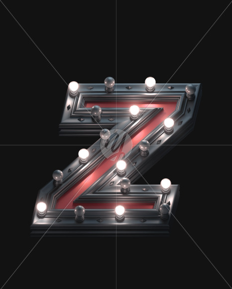 Letter Z from Black and Red Metal Lamp font on Yellow Images Creative Fonts - S53242