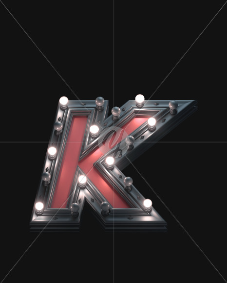 Letter K from Black and Red Metal Lamp font on Yellow Images Creative Fonts - S53227