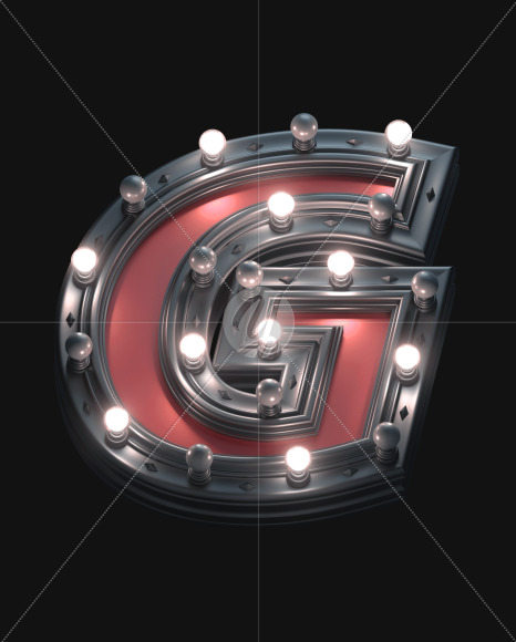 Letter G from Black and Red Metal Lamp font on Yellow Images Creative Fonts - S53223