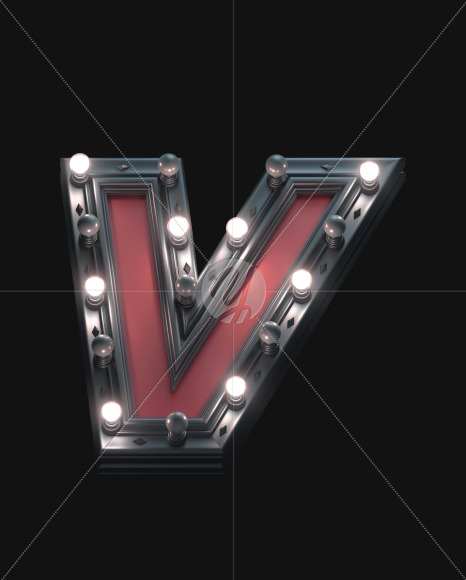 Letter V from Black and Red Metal Lamp font on Yellow Images Creative Fonts - S53238