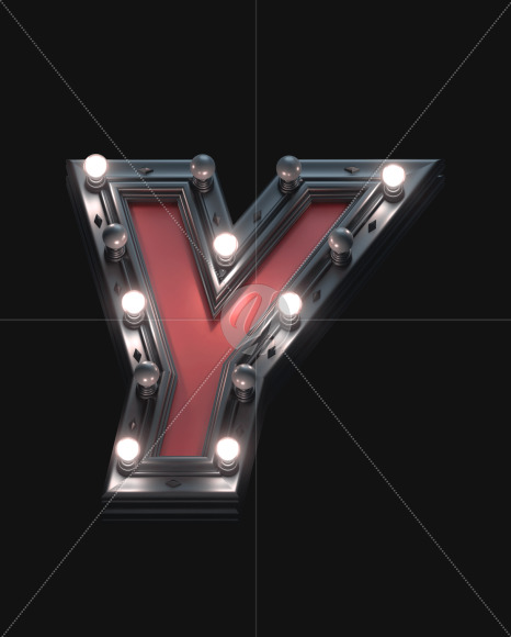 Letter Y from Black and Red Metal Lamp font on Yellow Images Creative Fonts - S53241