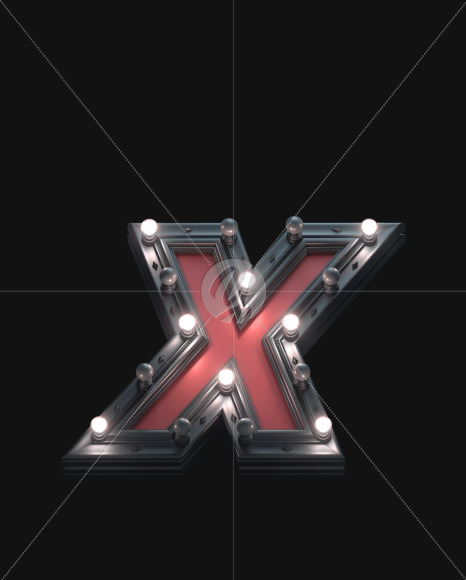 Letter X from Black and Red Metal Lamp font on Yellow Images Creative Fonts - S53240