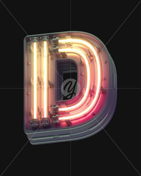 Letter D from Orange Futuristic font on Yellow Images Creative Fonts - S53304