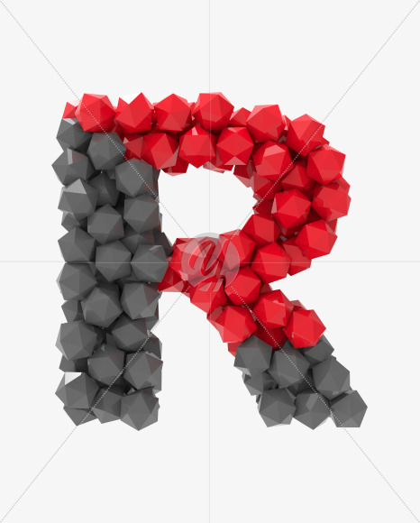 Letter R from Platonic font (Red and Grey) on Yellow Images Creative Fonts - S53360