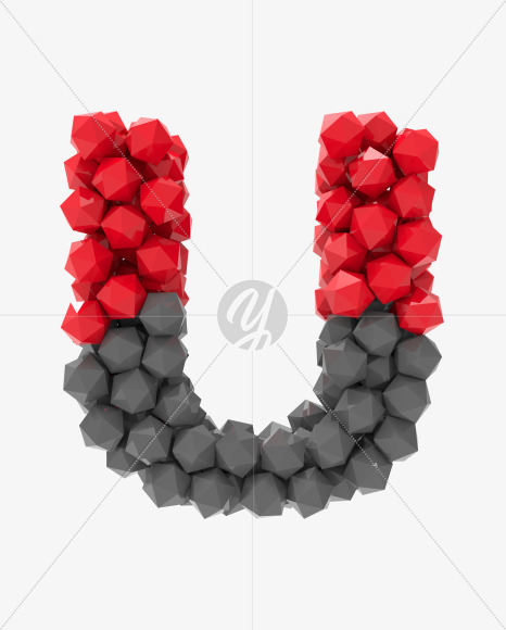 Letter U from Platonic font (Red and Grey) on Yellow Images Creative Fonts - S53363