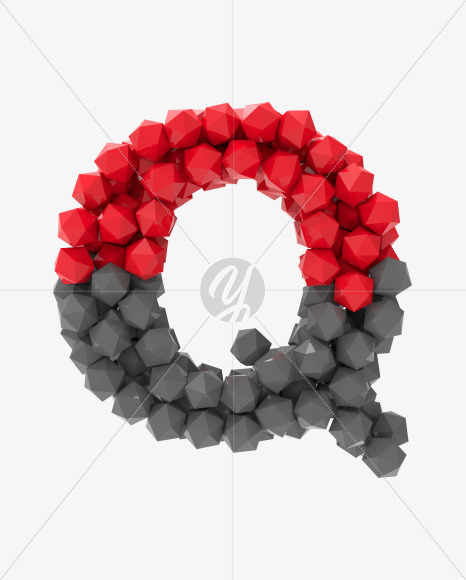 Letter Q from Platonic font (Red and Grey) on Yellow Images Creative Fonts - S53359