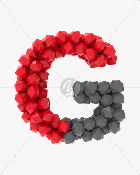 Letter G from Platonic font (Red and Grey) on Yellow Images Creative Fonts - S53349