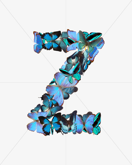 Letter Z from Butterfly font on Yellow Images Creative Fonts - S53608