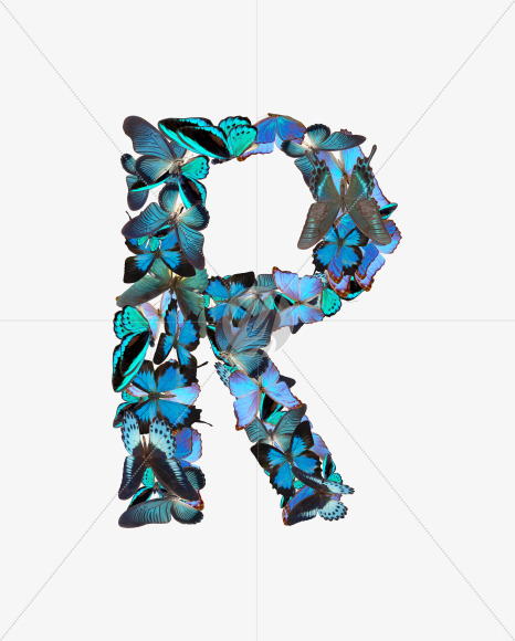 Letter R from Butterfly font on Yellow Images Creative Fonts - S53600