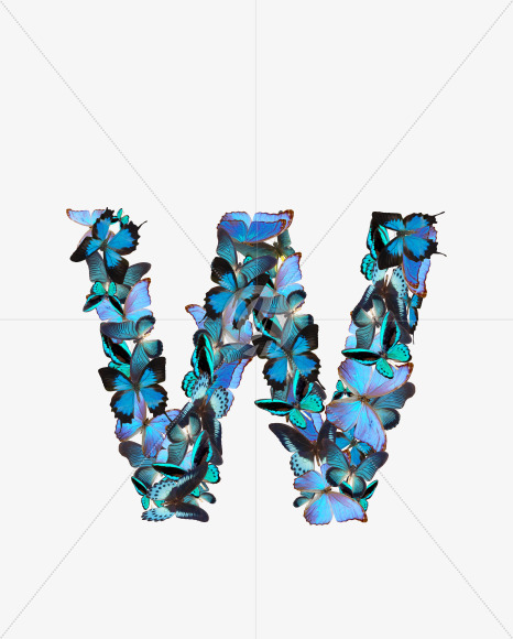 Letter W from Butterfly font on Yellow Images Creative Fonts - S53605