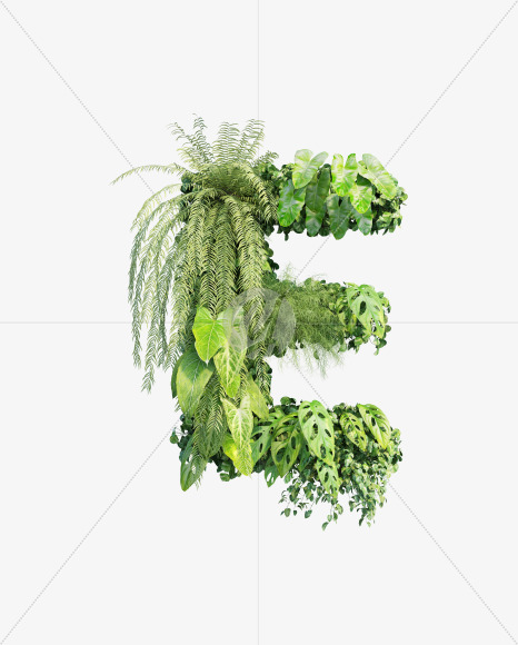 E uppercase from Vertical Garden Font Set 3 on Yellow Images Creative Fonts - S53853