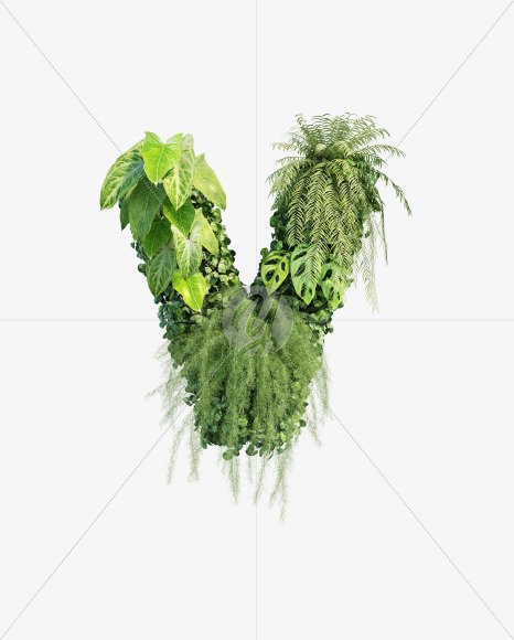 V uppercase from Vertical Garden Font Set 3 on Yellow Images Creative Fonts - S53906