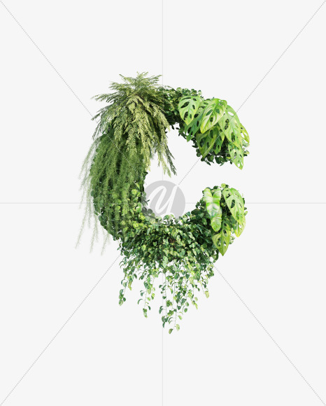 C uppercase from Vertical Garden Font Set 3 on Yellow Images Creative Fonts - S53851