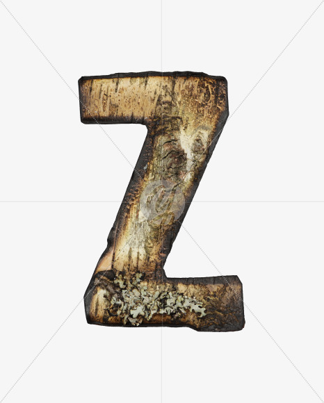 Letter Z from Burned Bark font on Yellow Images Creative Fonts - S53983