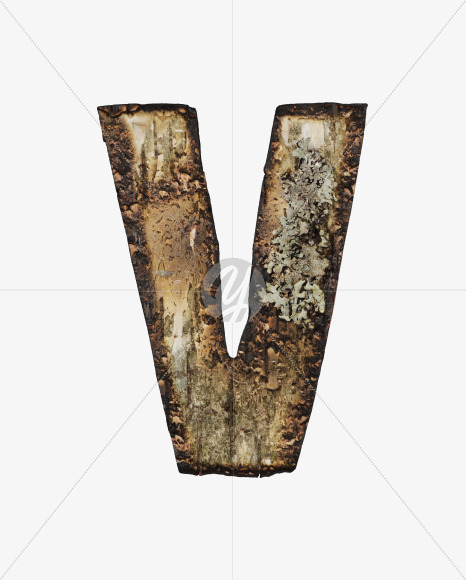 Letter V from Burned Bark font on Yellow Images Creative Fonts - S53979