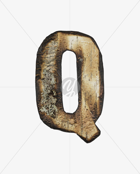 Letter Q from Burned Bark font on Yellow Images Creative Fonts - S53974