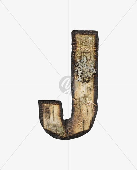 Letter J from Burned Bark font on Yellow Images Creative Fonts - S53967