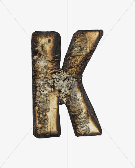 Letter K from Burned Bark font on Yellow Images Creative Fonts - S53968