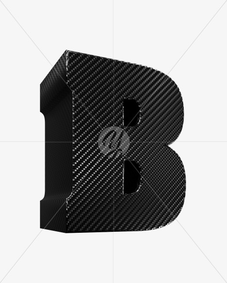 Letter B from Carbon fiber alphabet on Yellow Images Creative Fonts - S54127