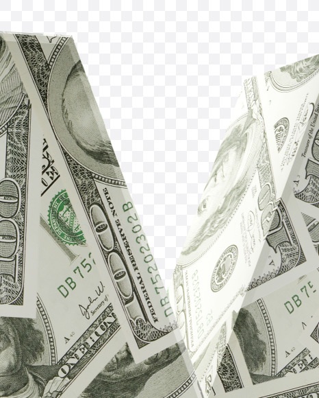 Letter V from US Dollar alphabet on Yellow Images Creative Fonts - S54338