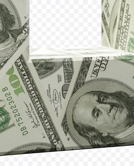 Letter U from US Dollar alphabet on Yellow Images Creative Fonts - S54337