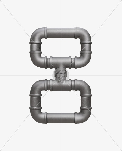 Pipe number 8 from Pipe Alphabet on Yellow Images Creative Fonts - S54644