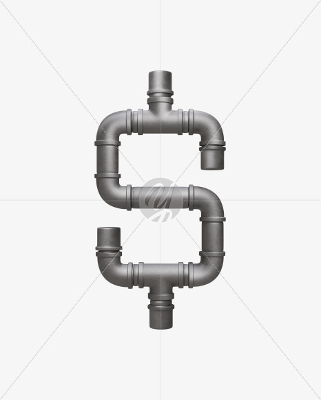 Pipe Dollar from Pipe Alphabet on Yellow Images Creative Fonts - S54649