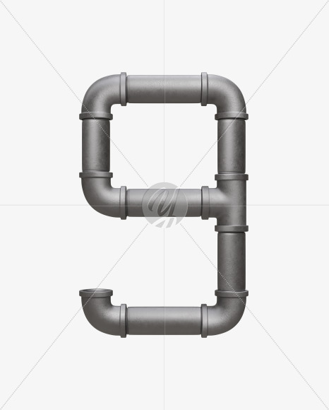 Pipe number 9 from Pipe Alphabet on Yellow Images Creative Fonts - S54645