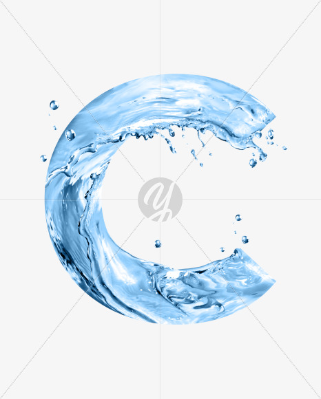 Letter C from Water font on Yellow Images Creative Fonts - S54666